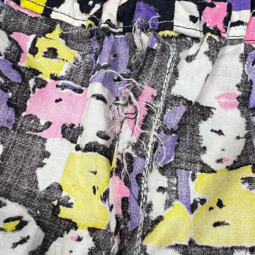 1990s Pop Art High Waist Shorts Long Cuff Rolled Short Warhol Graphic T Shirt 90 - Picture 13 of 17